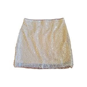 Lucy Paris Ava Sequined Mesh Mini Skirt Women's XS Champ Back Zip Closure